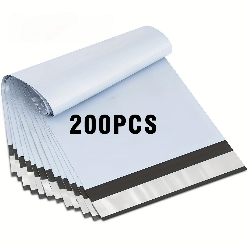TEMU 100/200 White Self-sealing Mailing Bags - Extra Large Shipping Bags With Reinforced Edges, Suitable For Commercial Use, Garment Packaging, And