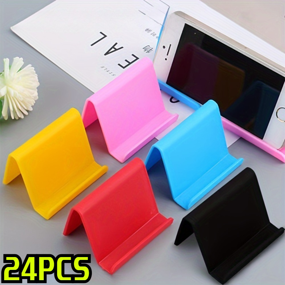 TEMU 24pcs Set Of Cute Plastic Phone Stands, Stable Desktop Phone Holder, Colorful Assortment, Compatible With Most Phones And Tablets, Suitable For