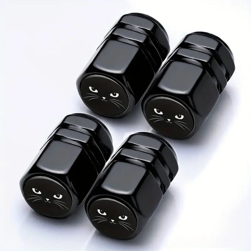 Golden Tire Valve Stem Caps- Set Of 4, Cat , Durable& Rust-resistant, Suitable For Cars, Trucks, Suvs, Motorcycles