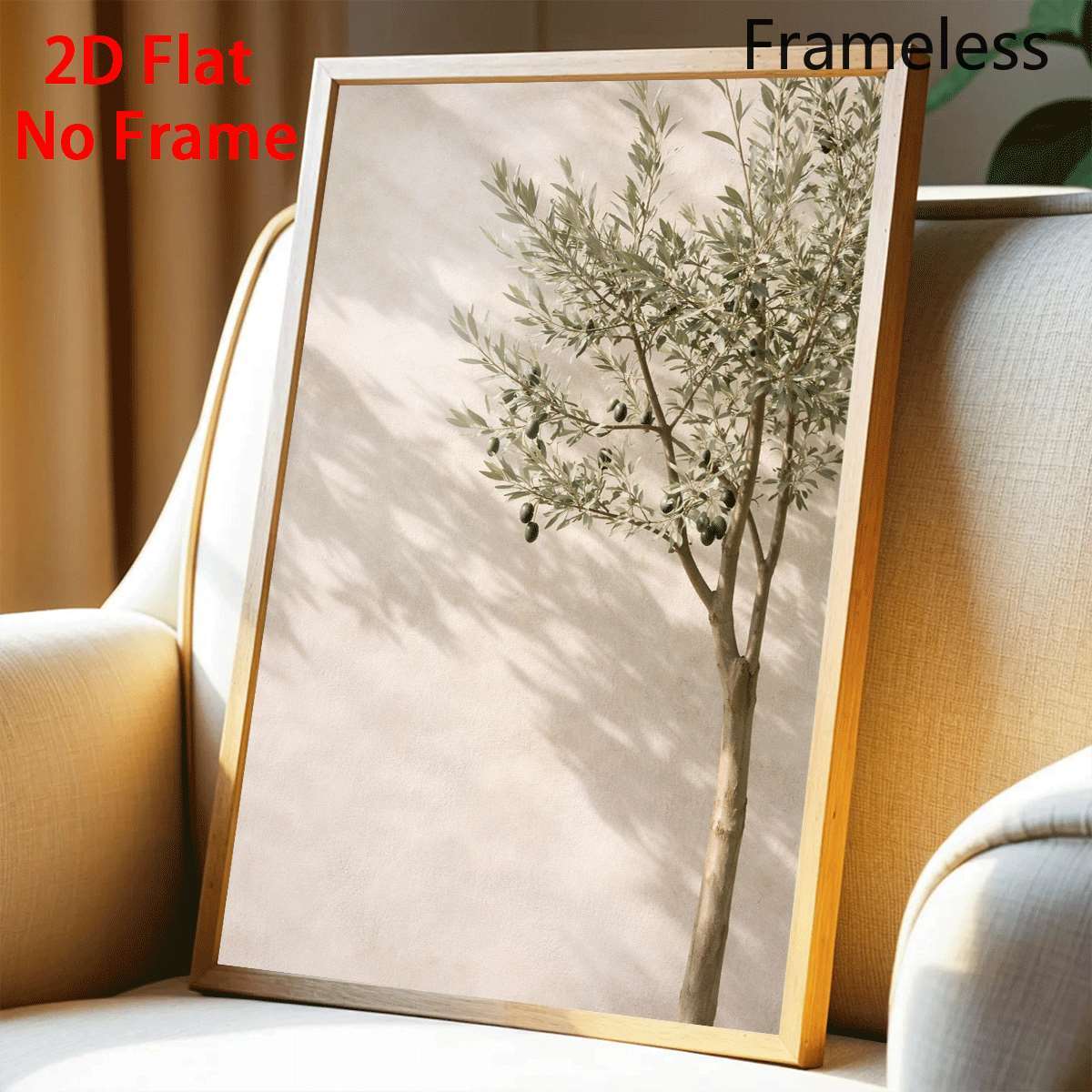 TEMU 2d Flat, 1pc Minimalist Olive Tree - Modern Suitable For, Bedroom, Office Decor, Vertical Unframed Canvas For Spring Summer Decoration, Ink