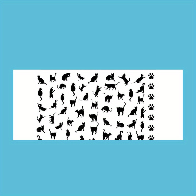 TEMU 1pc Cat Paw Print Nail Art Stickers - Adorable Kitten And Witch Design, -adhesive, Glossy End, Perfect For Cat Lovers, Spring Theme, Disposable