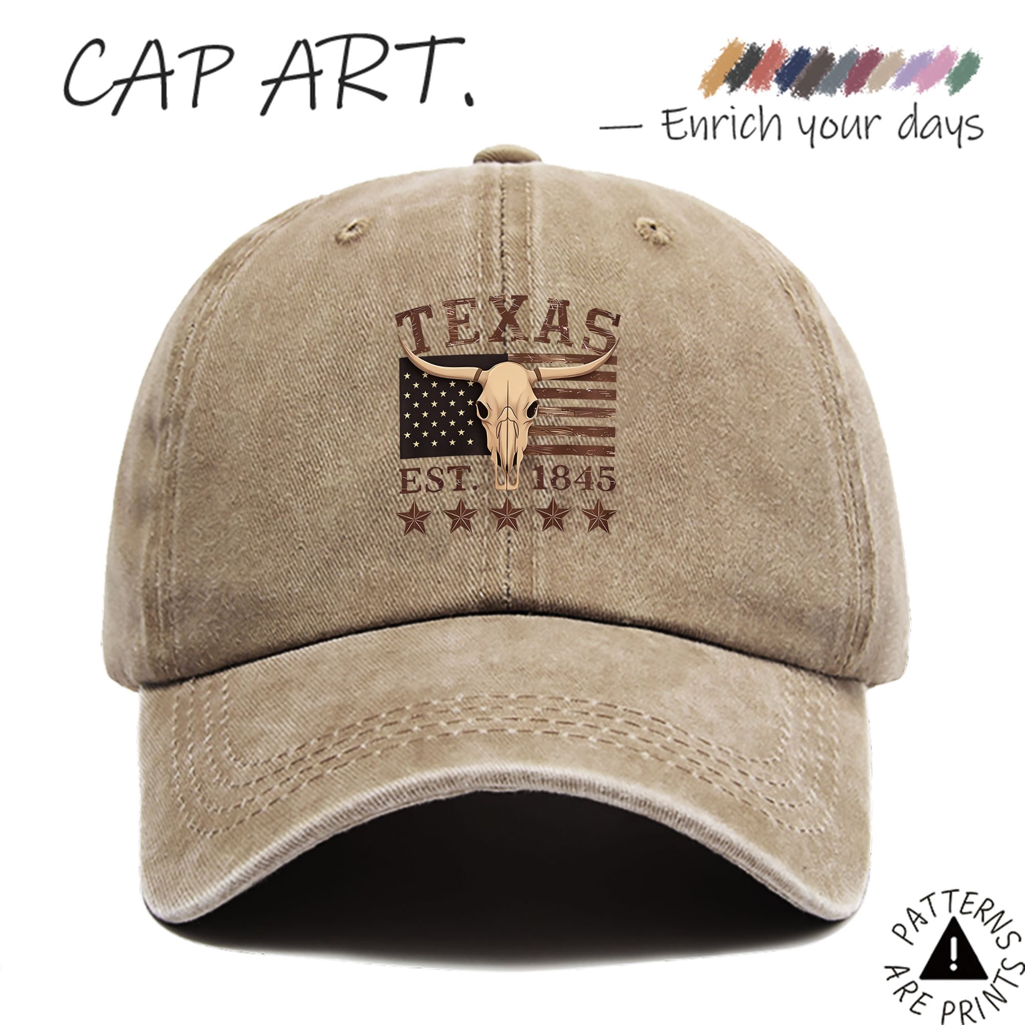 TEMU 1pc Casquette de Baseball Western Vintage avec Logo Tête de du Texas pour Homme et Femme - Chapeau Ajustable à Imprimé Crâne de , Casquette