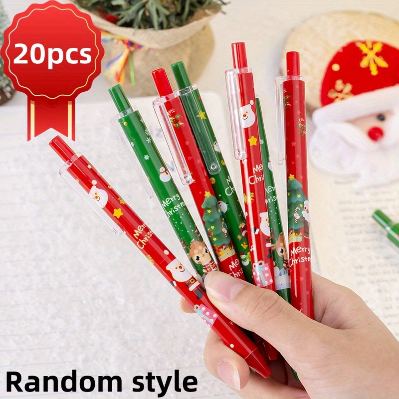 

20- Christmas Retractable Ballpoint Pens, Writing, , For Christmas Gifts And Office Supplies, - Ink, , 0.5mm