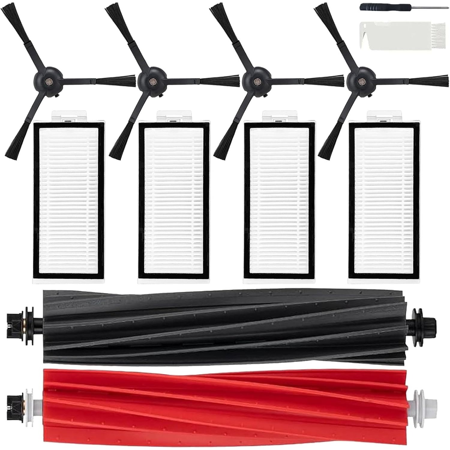 Accessory Replacement Set Suitable For Q5 Pro, Q5 Pro+(plus), Q5 Max+(plus), Q5 +(plus), Q8 Max, And Q8 Max+(plus) Robotic Vacuum Cleaners, Featuring 1 Dual Roller Brush, 4 Side Brushes, And 4 Filters