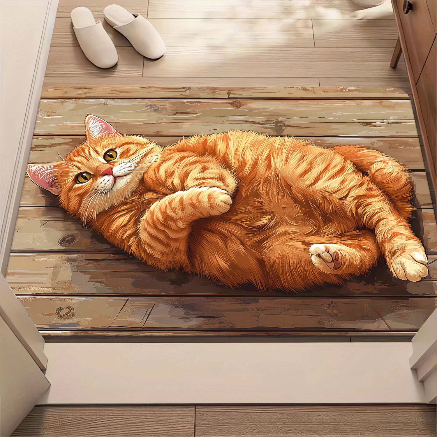 TEMU 1pc Hd Printed Non-slip Door Mat, Absorbent Microfiber Polyester Mat For Bedroom, Living Room, Entrance, Camping, Picnic, Yoga - Machine