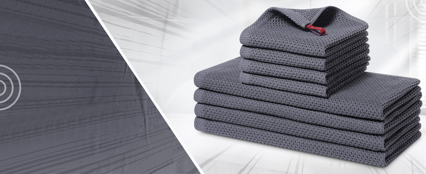 100% Cotton Dish Cloths for Washing Dishes, 8/10/12 Pack Soft Absorbent Kitchen Towels And Dishcloths Sets, Quick Drying Dish Rags 30.48X30.48 cm And 33.02 X 71.12 cm