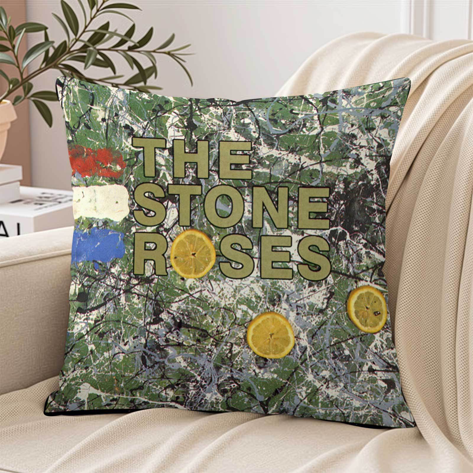 TEMU 1pc Stone Roses Album Cover Pillowcase - Vintage 90s Music Decorative Pillowcase, Single-sided Print With Zipper Closure, 45.72x45.72cm Square
