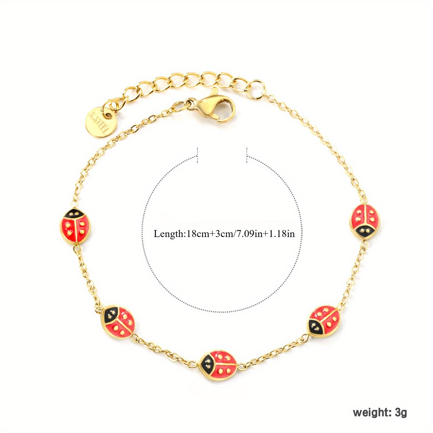Women's Minimalist Beetle Enamel Bracelet, Waterproof