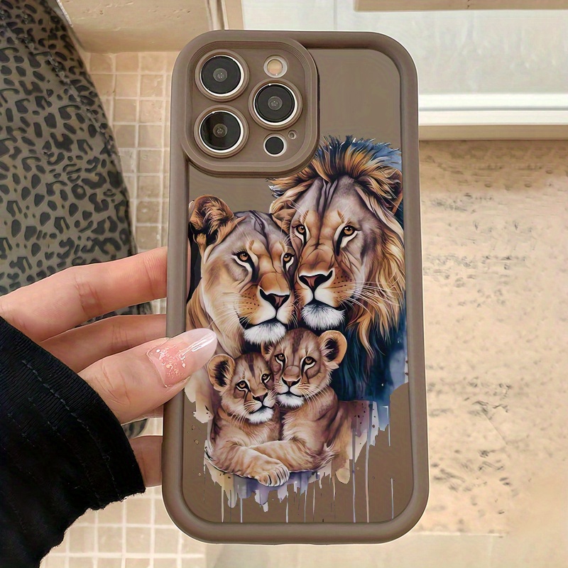 TEMU Phone Case: Gao Zhu Brown Cute Lion Cub Family Tpu Drop-proof Full-coverage Precision Protective Case, Suitable For Iphone 6/7/8/x/xs/xr/xs
