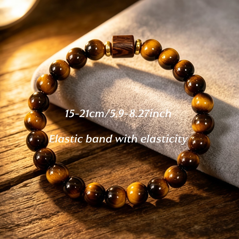 High-End Glossy Striped Tiger's Eye Bead Bracelet, Unisex
