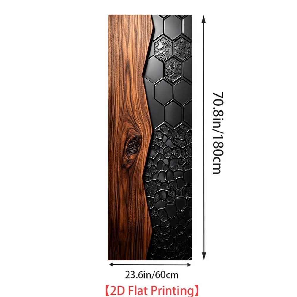 TEMU 2d Flat Printing 1pc Wood And Honeycomb Texture Themed Refrigerator Sticker 60×180cm Exquisitely Designed Refurbished Decorative Self-adhesive