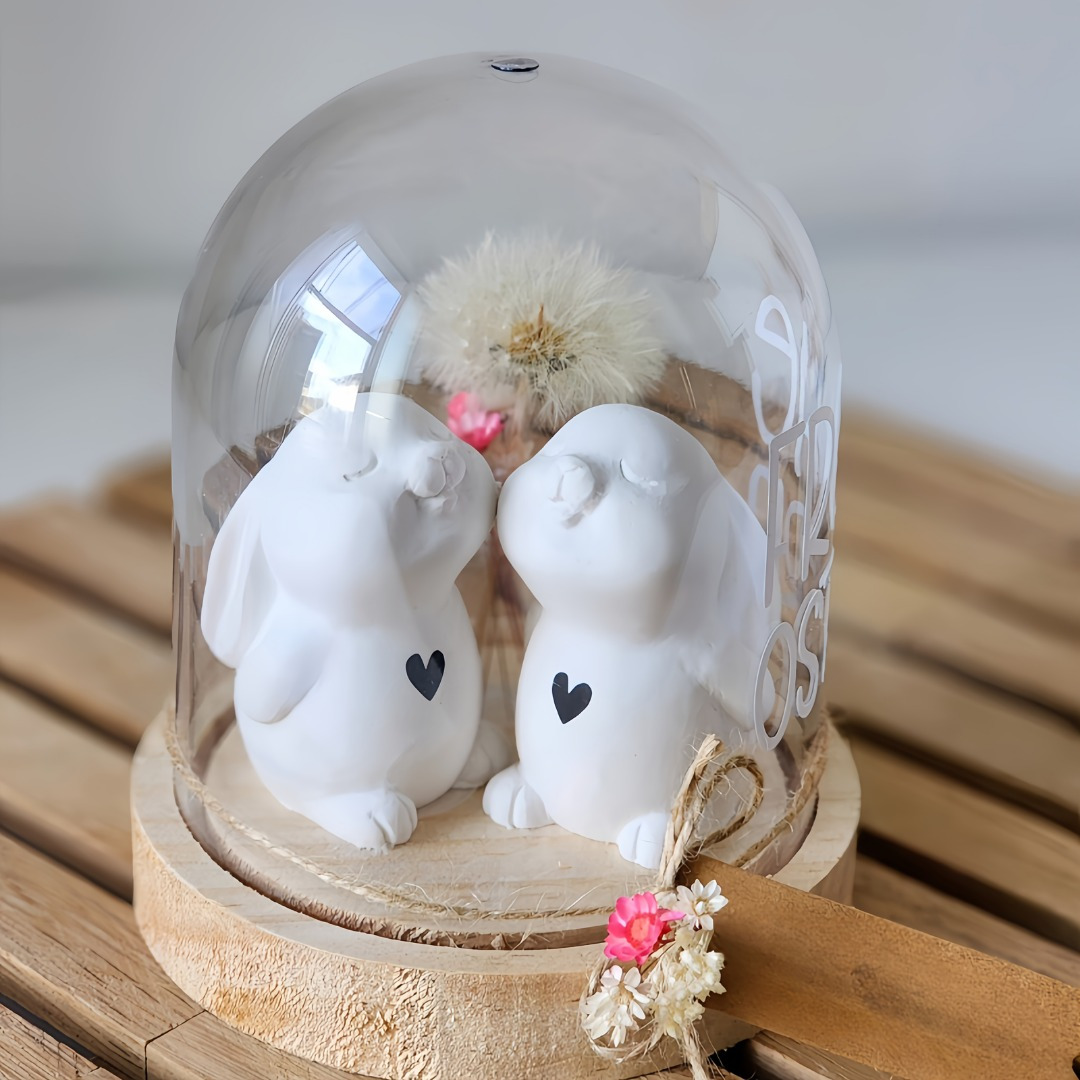 

1pc Adorable 3d Silicone Mold For Candle Making, Easter Animal Figurines, Cement & Resin Crafts - Heart-shaped Rabbit Design With Wooden Base For Diy Home Decor, Rabbit Accessories