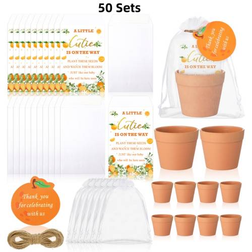 gift for her him 50 sets cute shower party favors multi item party favor packs for guests a little cutie the way seed packets self seed packets flowerpot thank you tags organza bags for