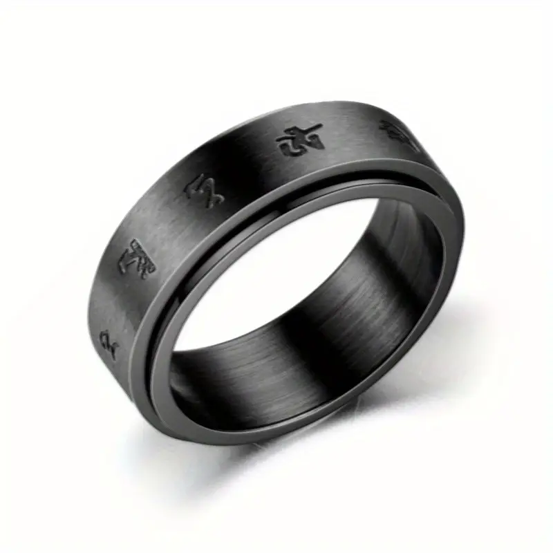 black engraved rotating ring suitable for american thanksgiving and christmas a trendy and accessory Product details 4