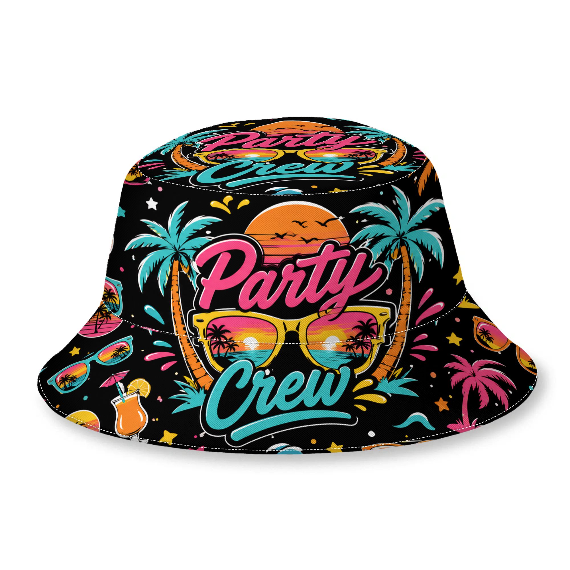 TEMU Malle Tropical Mallorca Bucket Hat With Print - Unisex ' Wide Brim Fisherman Hat Suitable For Beach, Travel, Outdoor, Vacation Resort Style, For