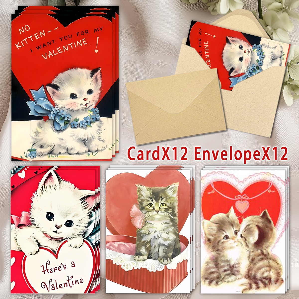 

24 's Day Envelopes - Blank Greeting For , Husband, , Girlfriend, Cat For Christmas, New 's & - :