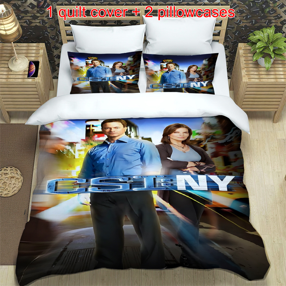 3pcs csi   science   drama poster theme   piece bedding set   cover and two pillowcases suitable for   ideal for home bedrooms and guest rooms   friends holidays party gifts 1 quilt cover 2 pillowcases without core 0