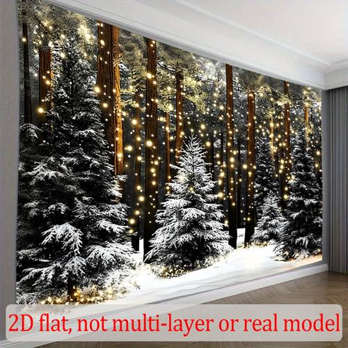 2d flat 2d flat banner 1pc backdrop with winter snow theme featuring cartoon style trees and festive atmosphere suitable for photography backgrounds and indoor outdoor decorations 2d flat