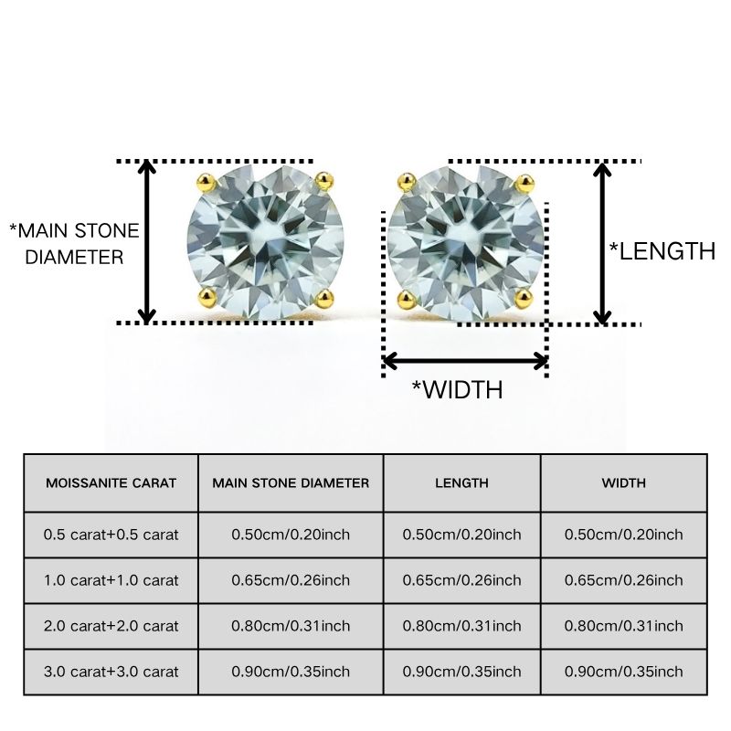 Women's 0.5 Carat Azury Moissanite Four-Claw Stud Earrings, Birthday Gift