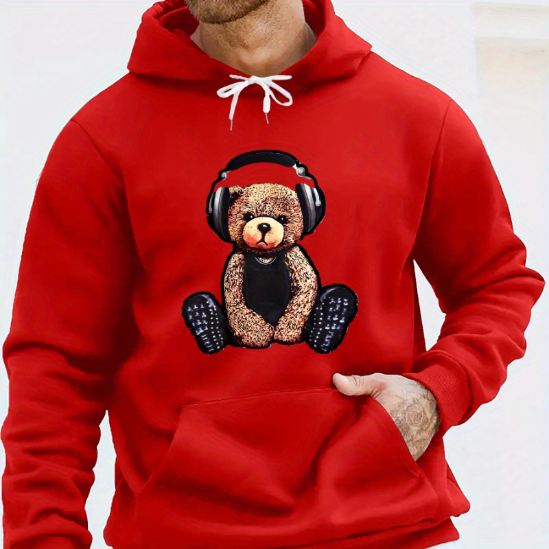 

1pc Sweat à capuche décontracté en polyester pour homme avec imprimé d' de bande dessinée, sweat-shirt à capuche avec cordon de serrage et imprimé de lettres