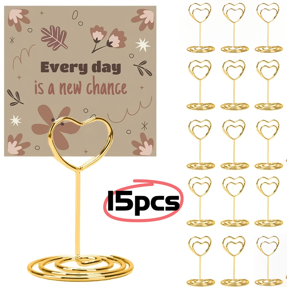TEMU 15pcs -shaped Card Holders, Metal Wire Table Number Stands, Photo & Memo Holders For Weddings, Parties & Banquets