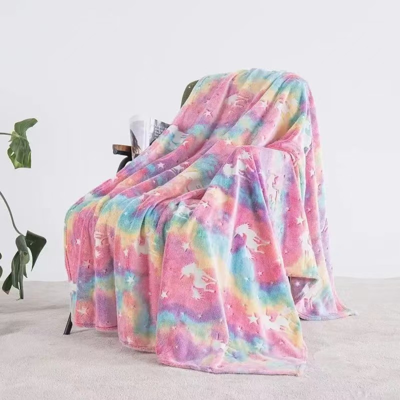TEMU 1pc Gradient -the-dark Flannel Blanket, Skin-friendly Warm Throw, Universal For Bedroom Sofa Nap Camping, -storing Luminous Gift Blanket, Home
