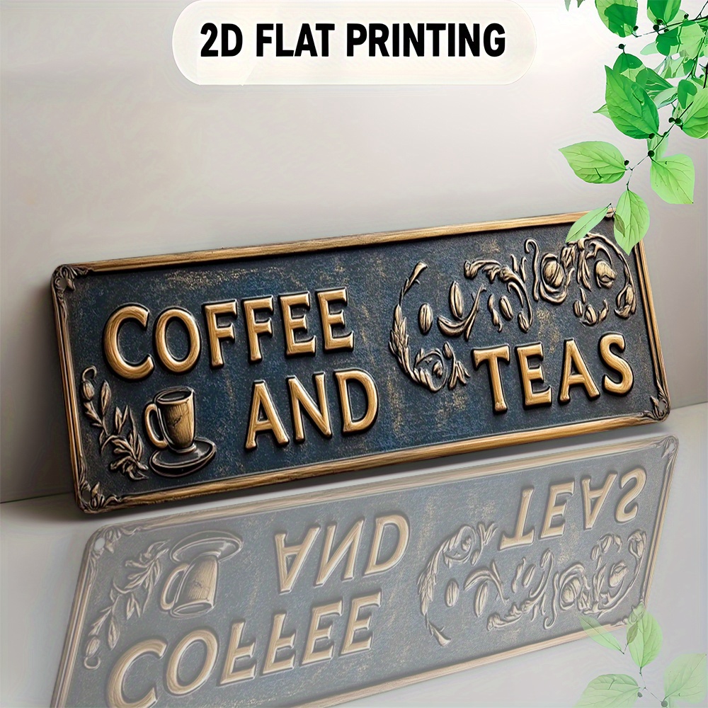 TEMU 2d Flat, Vintage Sign - Wall-mounted Aluminum Metal Sign Suitable For Coffee, Kitchens, Cafés - Pre-drilled Rustic Wall Decor, No /, Ideal Gift