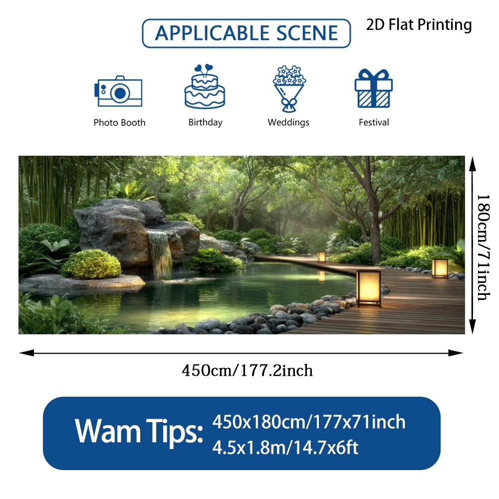 TEMU 2d Flat, 2d Flat - 2d Door Banner 2d Flat, 2d Flat - 2d Door Banner 1pc A 2d Flat Zen Garden Pond Waterfall Banner For Garage Doors, Easy To Set
