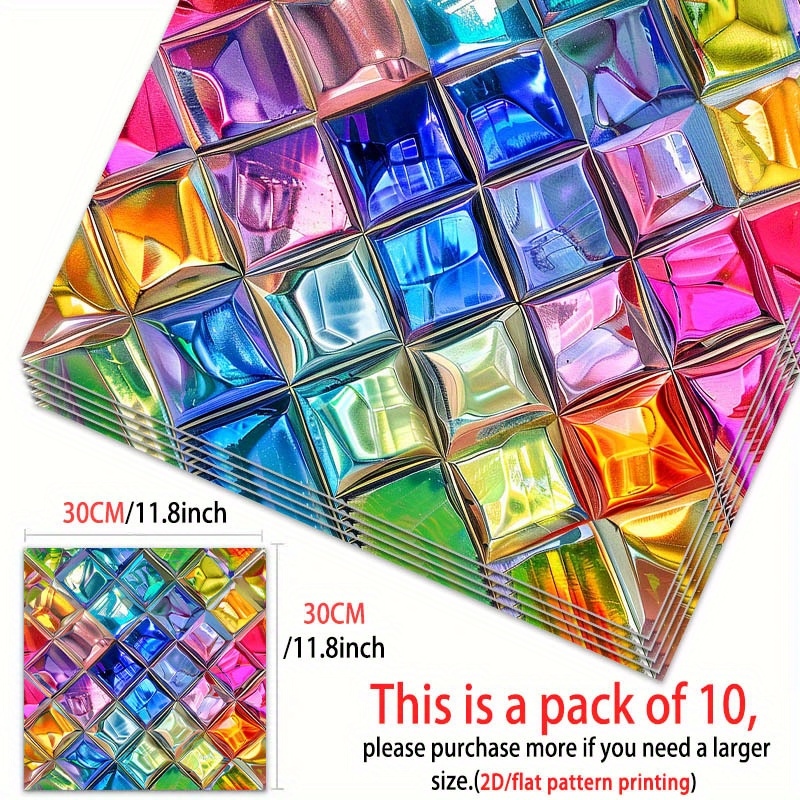 TEMU 10pcs, 2d Flat Pattern Pvc Floor Stickers, 11.81x11.81 Inches (30x30cm) Self-adhesive Stickers, Suitable For Room, Bedroom, Kitchen Decoration -
