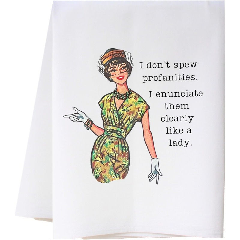 

1pc Funny Quote Kitchen Towel, 18x26inch Super Polyester, Modern Cartoon Style Tea Towel, Machine Washable Decorative Dish Towel For Home Use