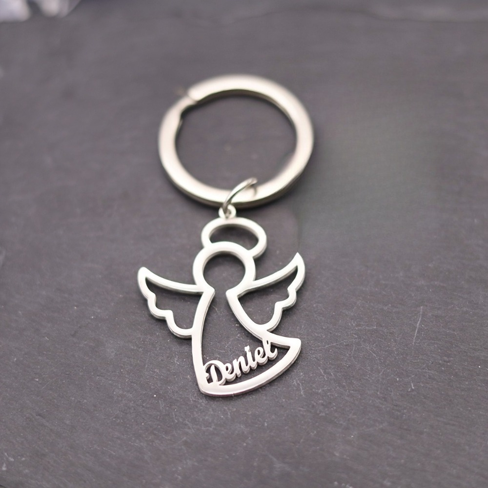 Personalized Keychain With Wings And Heart - Elegant Gift For Birthdays, Anniversaries, Or Graduations - Durable For Everyday Or Special Occasions