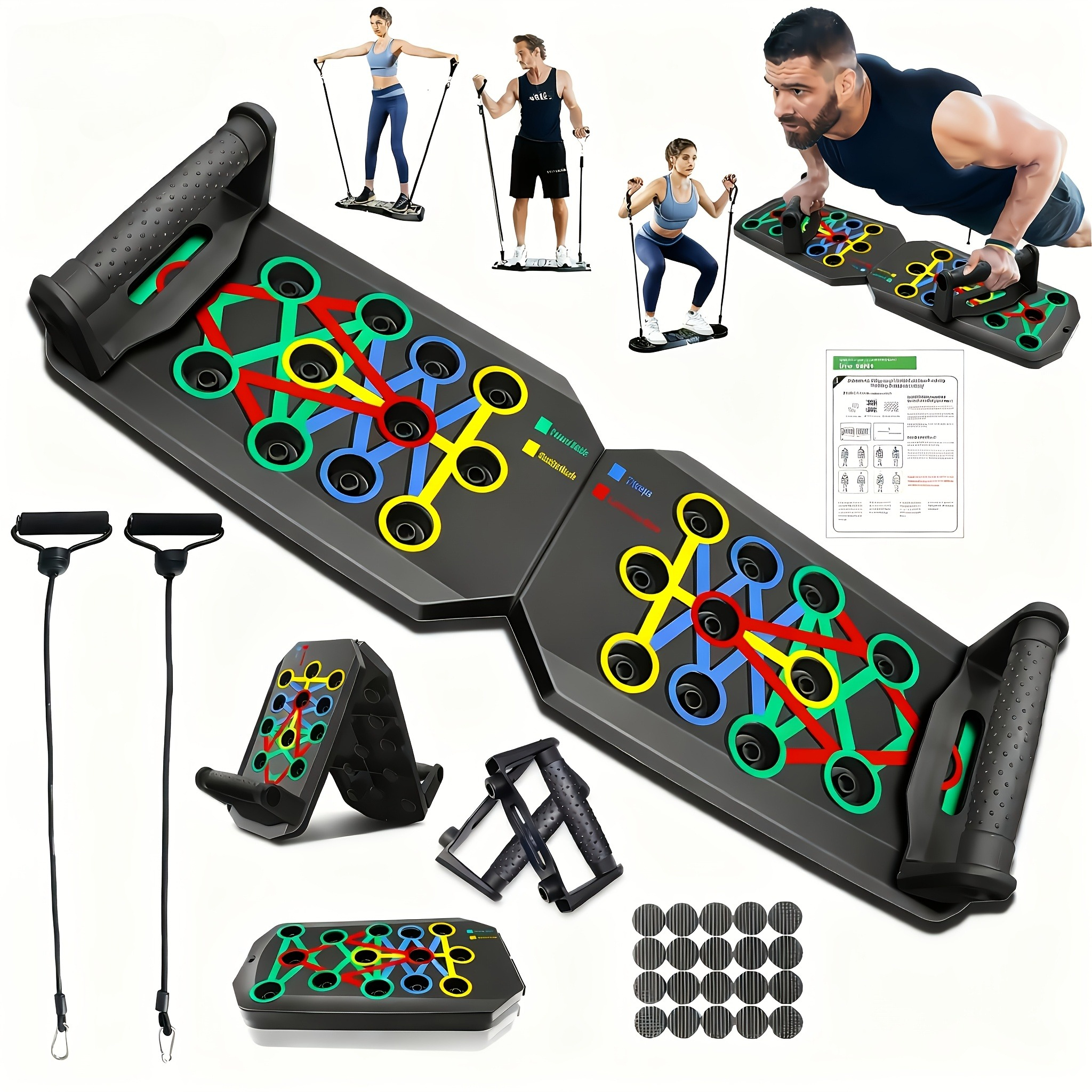 E-shop 1 -Loch Push-Up Board mit zwei Arten: mit und ohne Widerstandsbändern | Multifunktionale Heim- und Fitnessstudio-Trainingsgeräte,