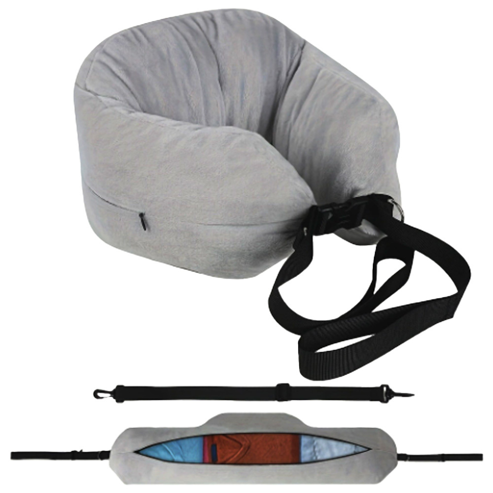 Image of A Travel Neck Pillow Designed To Be Clothing, Featuring A U-shaped Cover. Adjustable, Easy To Carry, And From Soft Plush Material, Perfect For Holding Clothes For , Making It Ideal For Short