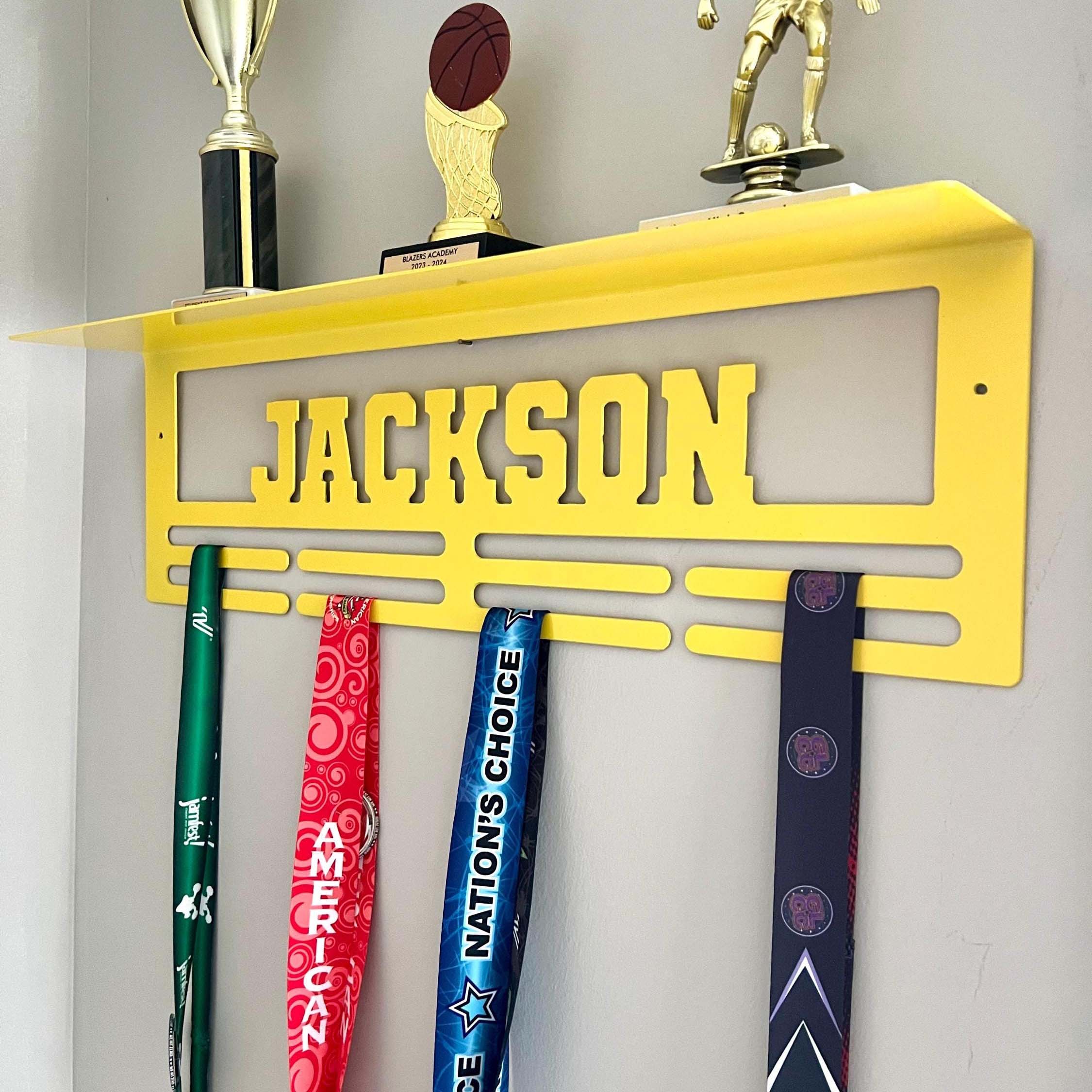 TEMU 2d Flat, Custom Name Medal Hanger And Trophy Shelf - Medal Holder Custom Text 8 Rungs For Medals & Ribbons Medal Hanger Medal Display Award Gift
