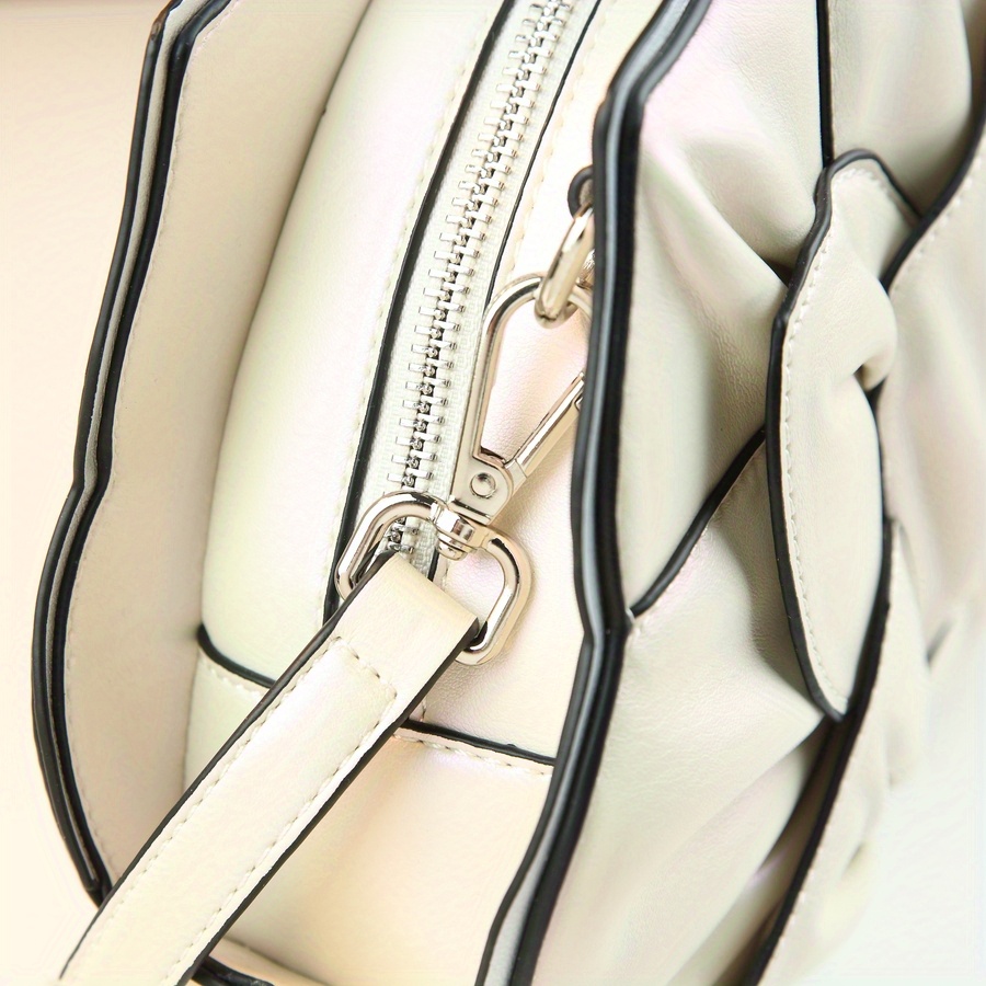 Meela & Jack Women's Elegant Floral-like handbag - Luxury Purse with Zipper Closure, Detachable Strap - White Everyday & Formal Bag for Women, Wedding, Office, Party - European Collection, Wedding Tote, Sophisticated Design, Highquality Finish, Fashionable Accessory, Bridal Accessory