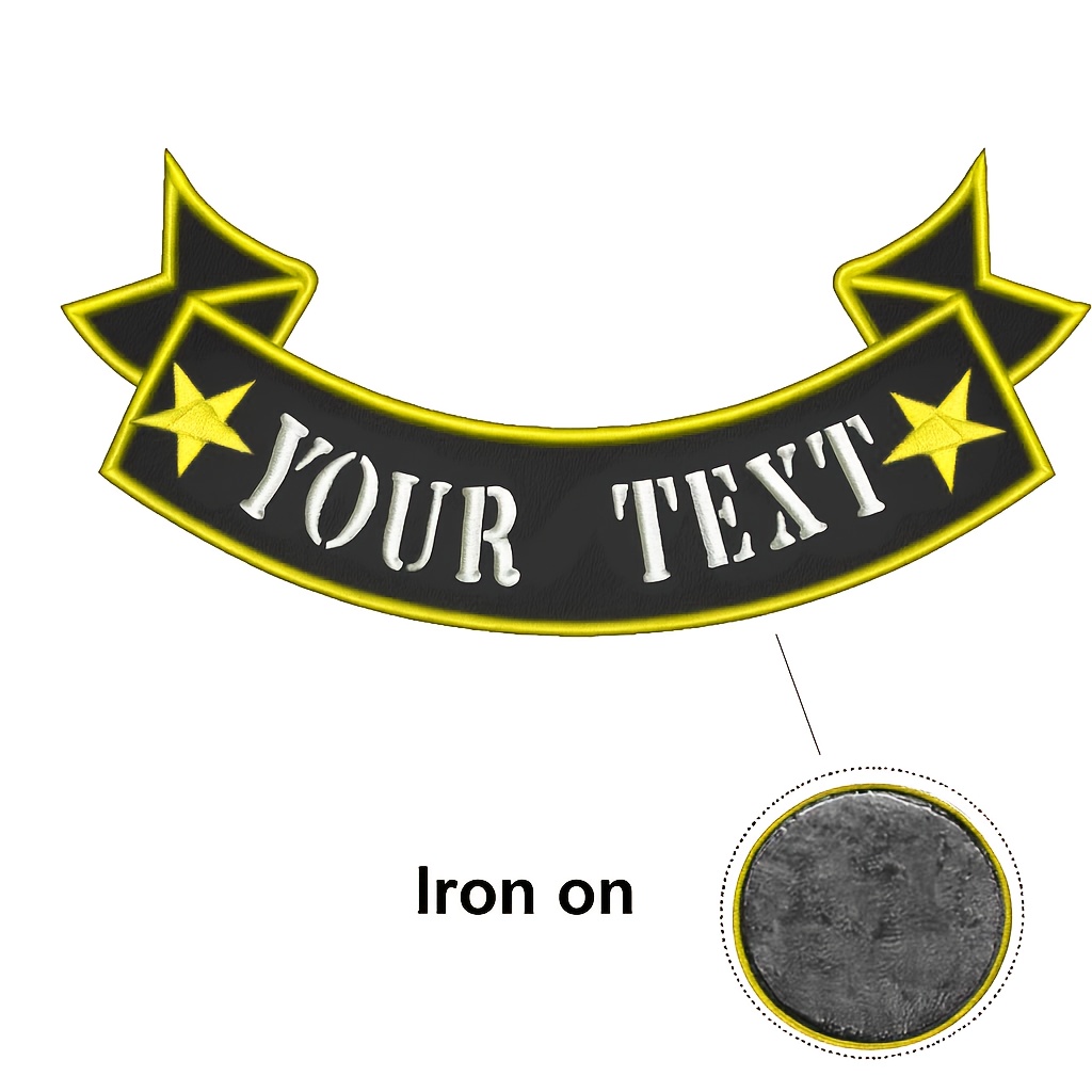 TEMU 1pc Oversized 10 Custom Ribbon Biker Patch, Personalized Name Embroidered Iron On Patch, On Badge Motorcycle