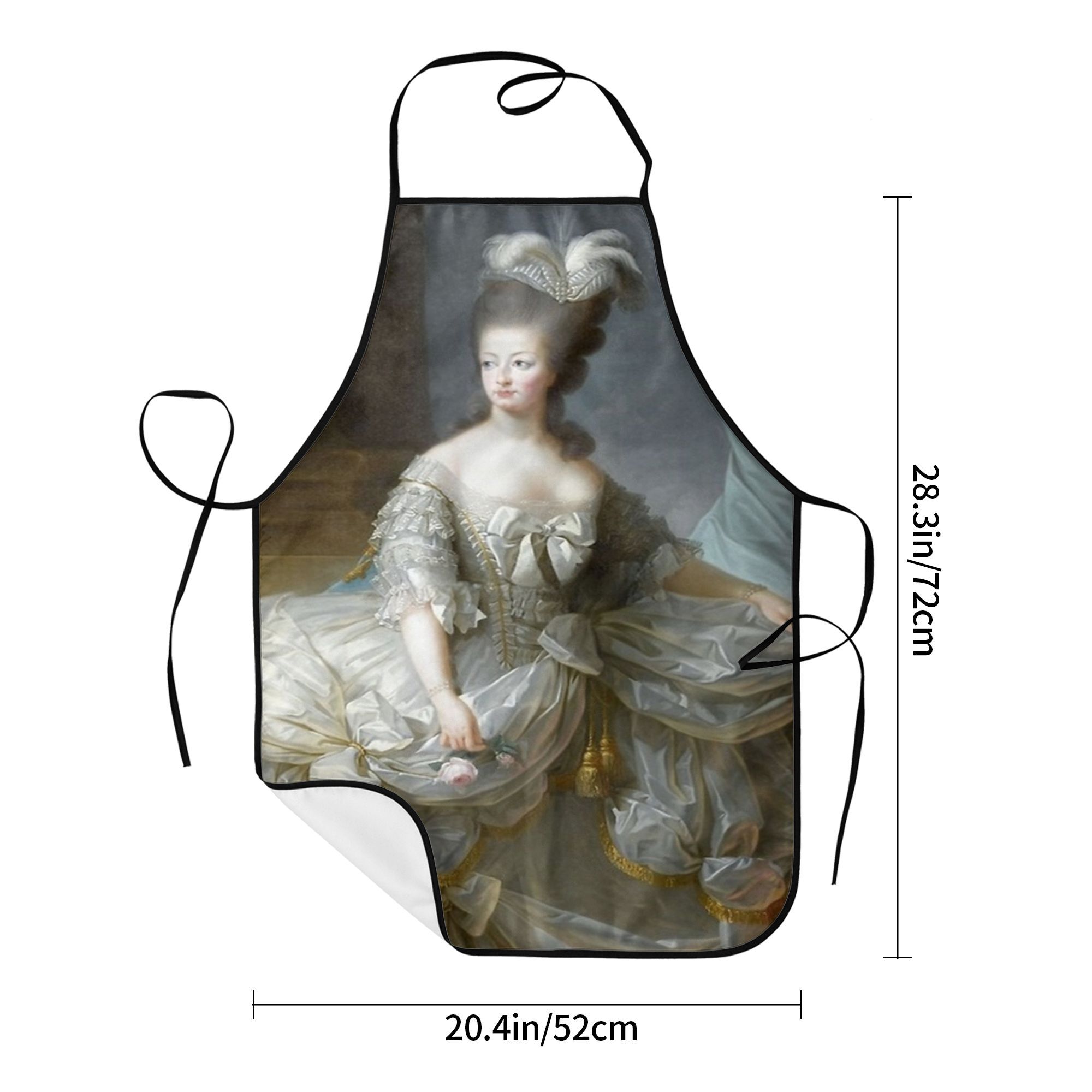 TEMU Tablier Marie- Reine - Imprimé Française Adapté , au Jardinage et aux Costumes Historiques, Ceinture Réglable, Tablier Durable avec Portrait de