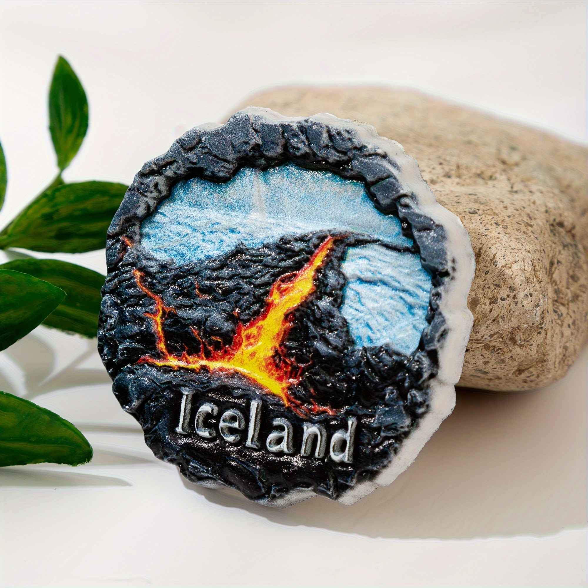 TEMU 1pc Icelandic Lava Type Fridge Magnet, Vintage High-quality Souvenir, Home Decor, Birthday Gift, Souvenir