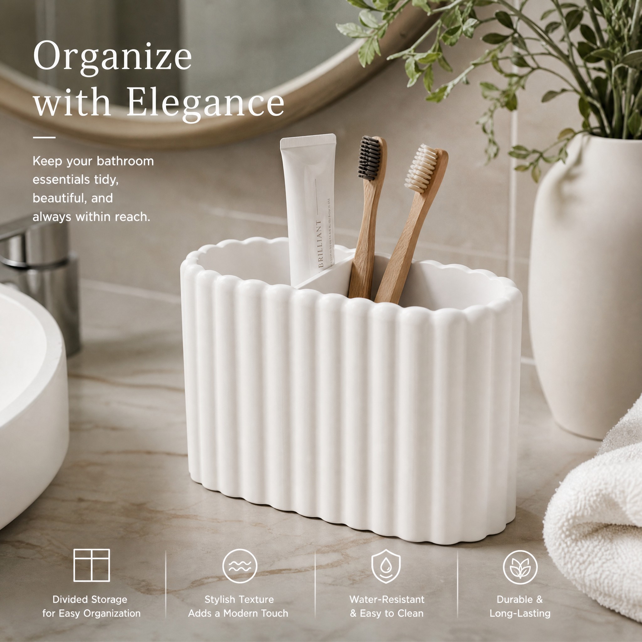 TEMU 2-grid Modern Container-minimalist Desktop Organizer, Partition Storage, Pen Container, Makeup Brush, Stationery Storage, Nordic Style Household
