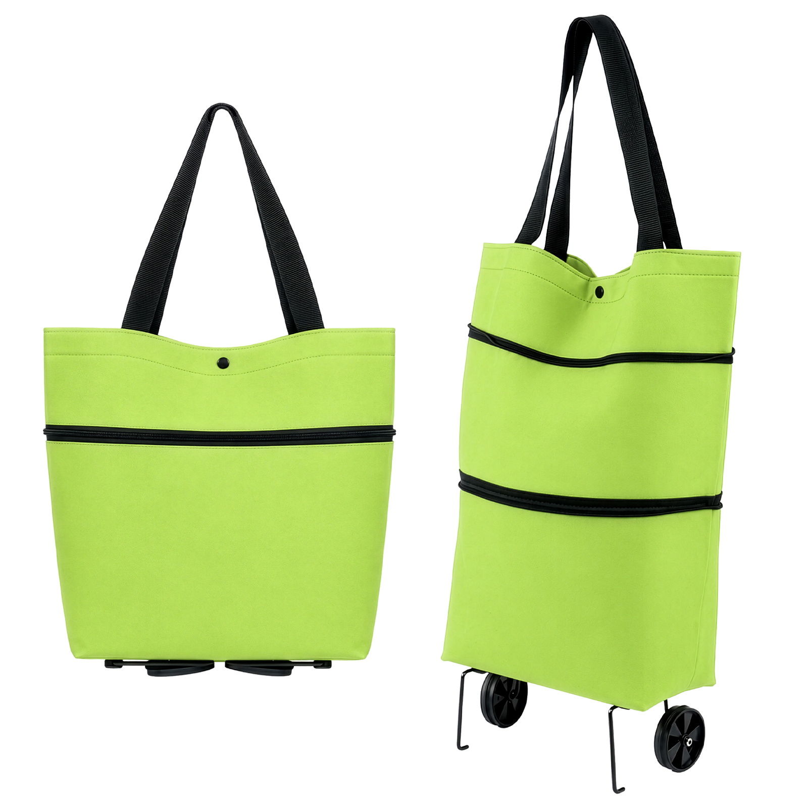 TEMU 2-in-1 Foldable Shopping Cart With Wheels - Large Capacity, Durable And Oxford Cloth Grocery Bag For Supermarket And Outdoor Camping