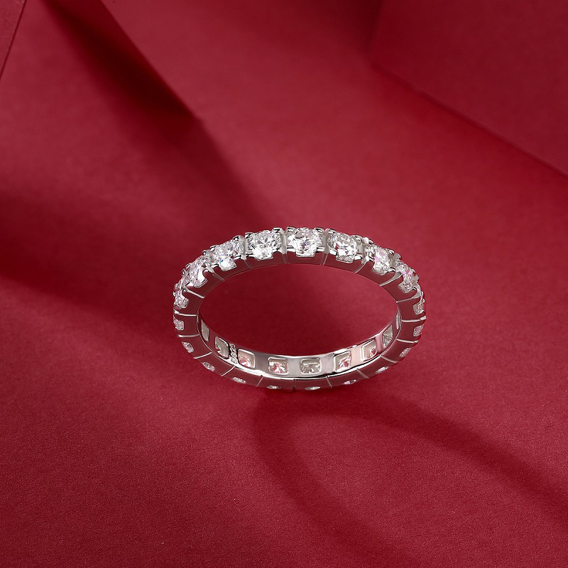 S925 Silver Ring with Moissanite Stone Women's Holiday Gift