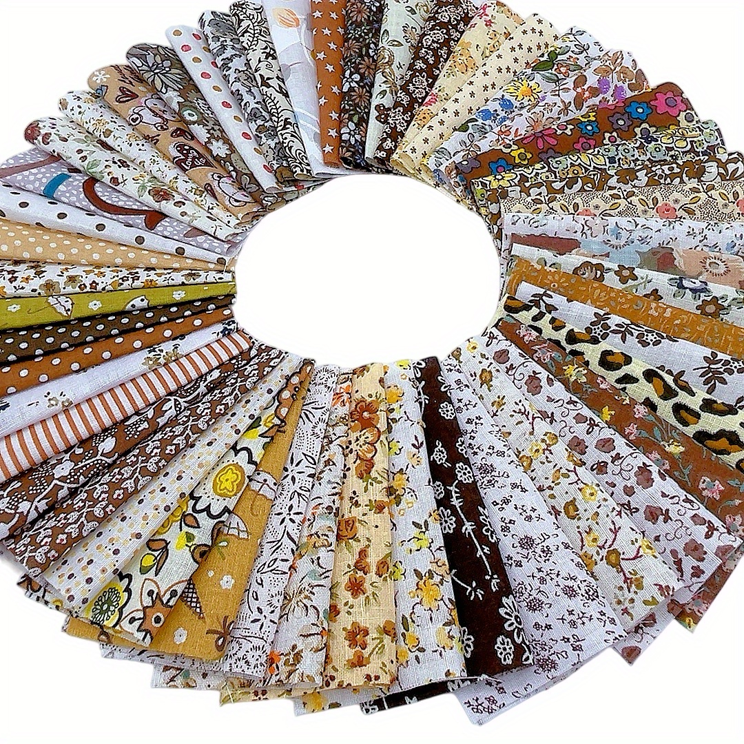 TEMU 50pcs Floral Print Fabric Bundle, Pre-cut 10x10cm / 3.9x3.9 Inches, 100%, Featuring Beautiful Floral Patterns. Suitable For Handmade Quilts,