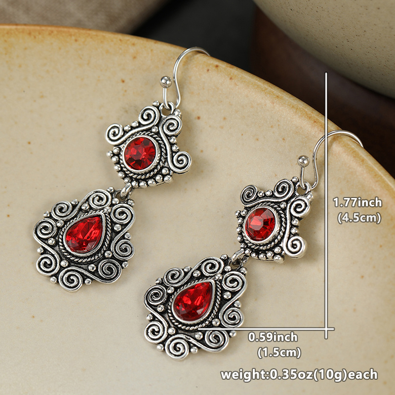 Women's Retro Ethnic Style Engraved Spiral Pendant Earrings, Elegant