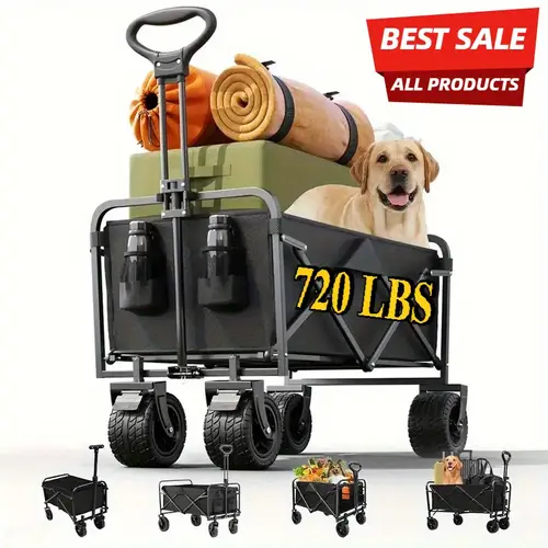 56 pc720lbs folding trolley garden trolley heavy duty with all terrain wheels outdoor practical multifunctional folding beach trolley for camping shopping perfect gift