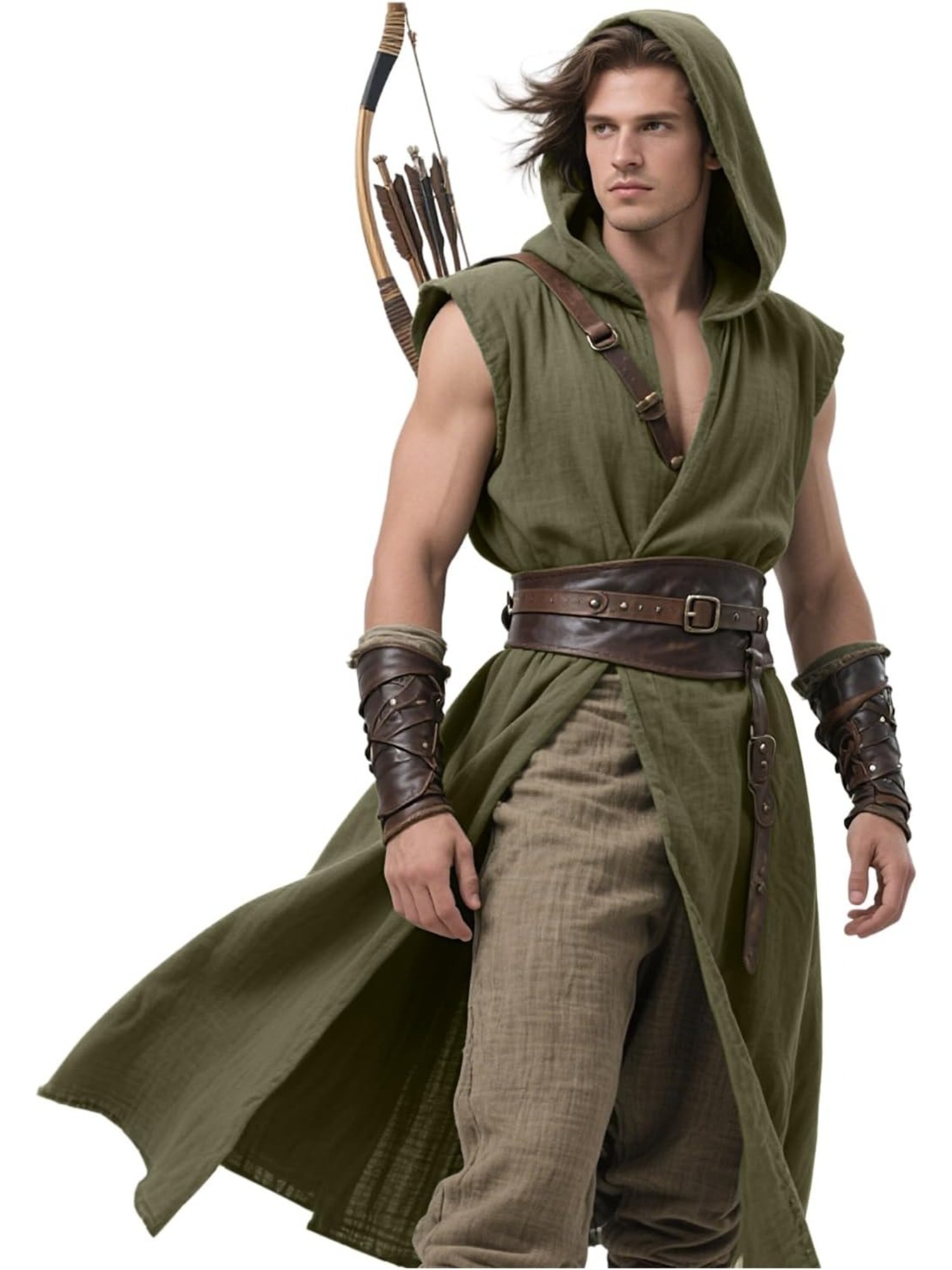 a medieval renaissance viking costume a 350 gram durable sleeveless hooded robe without a belt a lunch break set     black hand washable historical clothing suitable for halloween renaissance   and theme parties