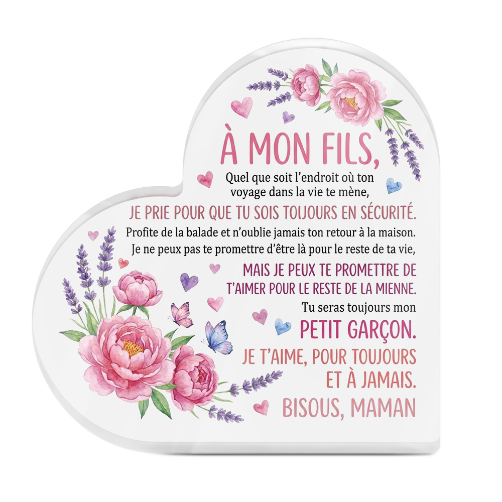 TEMU Décoration Putuo plate 2D 1pc Citations Panneau acrylique de cœur Décor de table, à , , Décoration de bureau pour salon, Cadeau pour