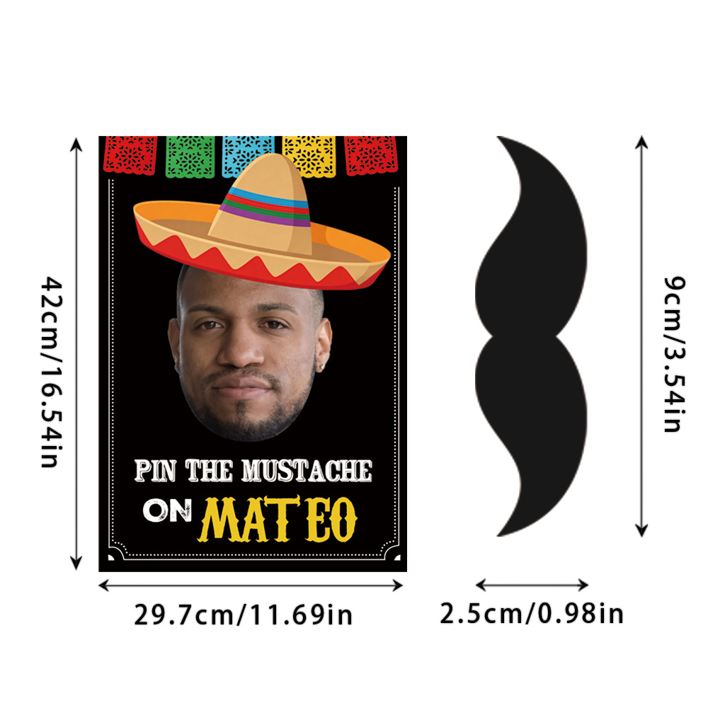 TEMU 1 Set Of Customized Facial Photos/your Text, Pin The Mustache On, Personalized Classic Party Game, Perfect For Father's Day/men's Theme Parties,