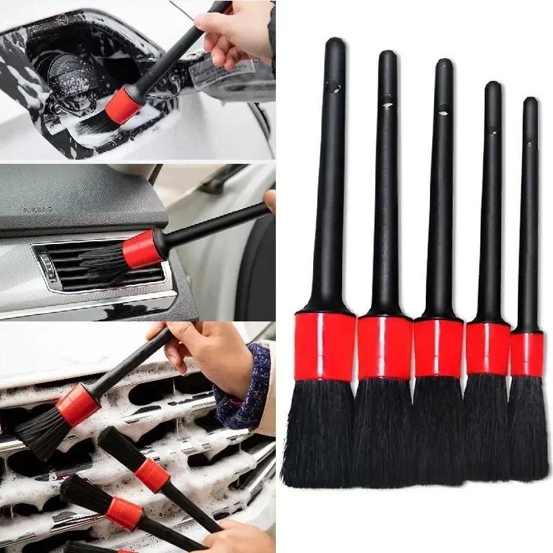 TEMU 5pcs Soft Car Cleaning Brush Kit Automotive Detail Brushes For Car Interior Detailing Brush Set Wheel Rims Clean Brush Plastic
