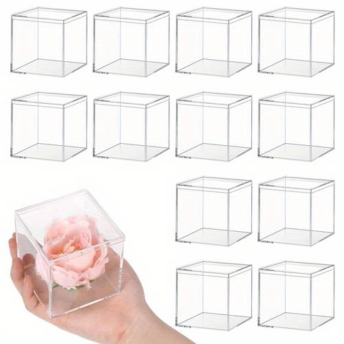 20pcs mixed set transparent acrylic box set including 10 boxes and 10 lids decorative plastic display decorative boxes acrylic gift boxes can decorate and store petals beads cosmetics lightweight white decorative containers