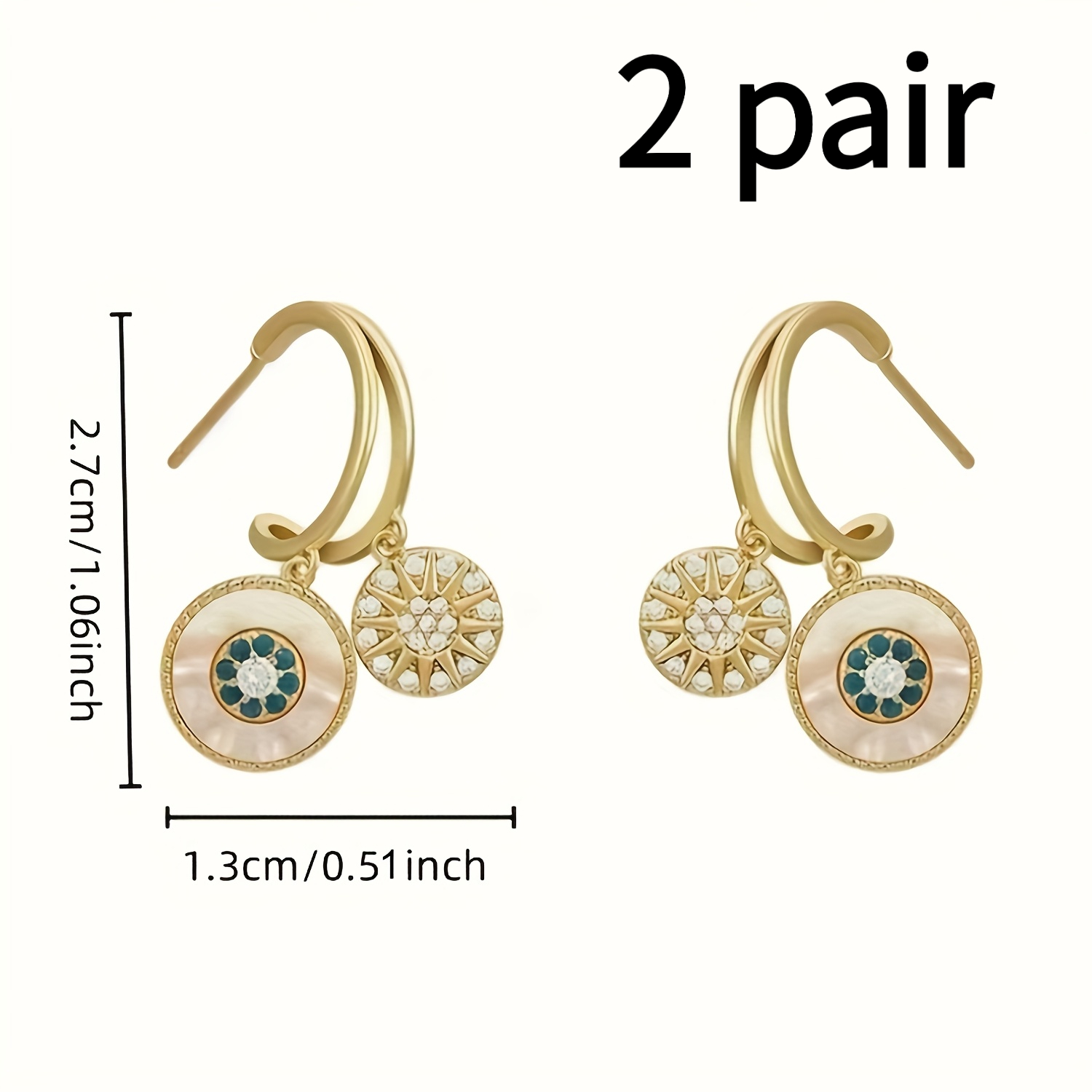 TEMU 2 de aretes vintage elegantes de estilo bohemio con adornos sintéticos, adecuados para uso diario y ocasiones de regalo, regalo de Pascua